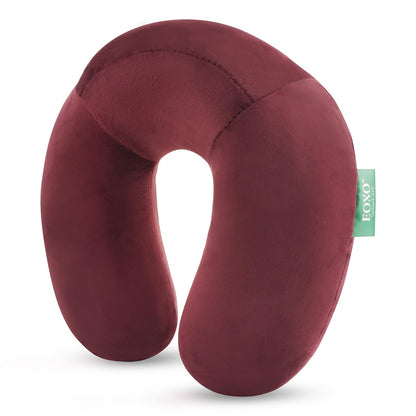 Memory Foam Travel Neck Pillow Cushion for Flight, Car & Office | U-Shaped Headrest with Soft Velvet Cover | Portable & Ergonomic Design (Grey)