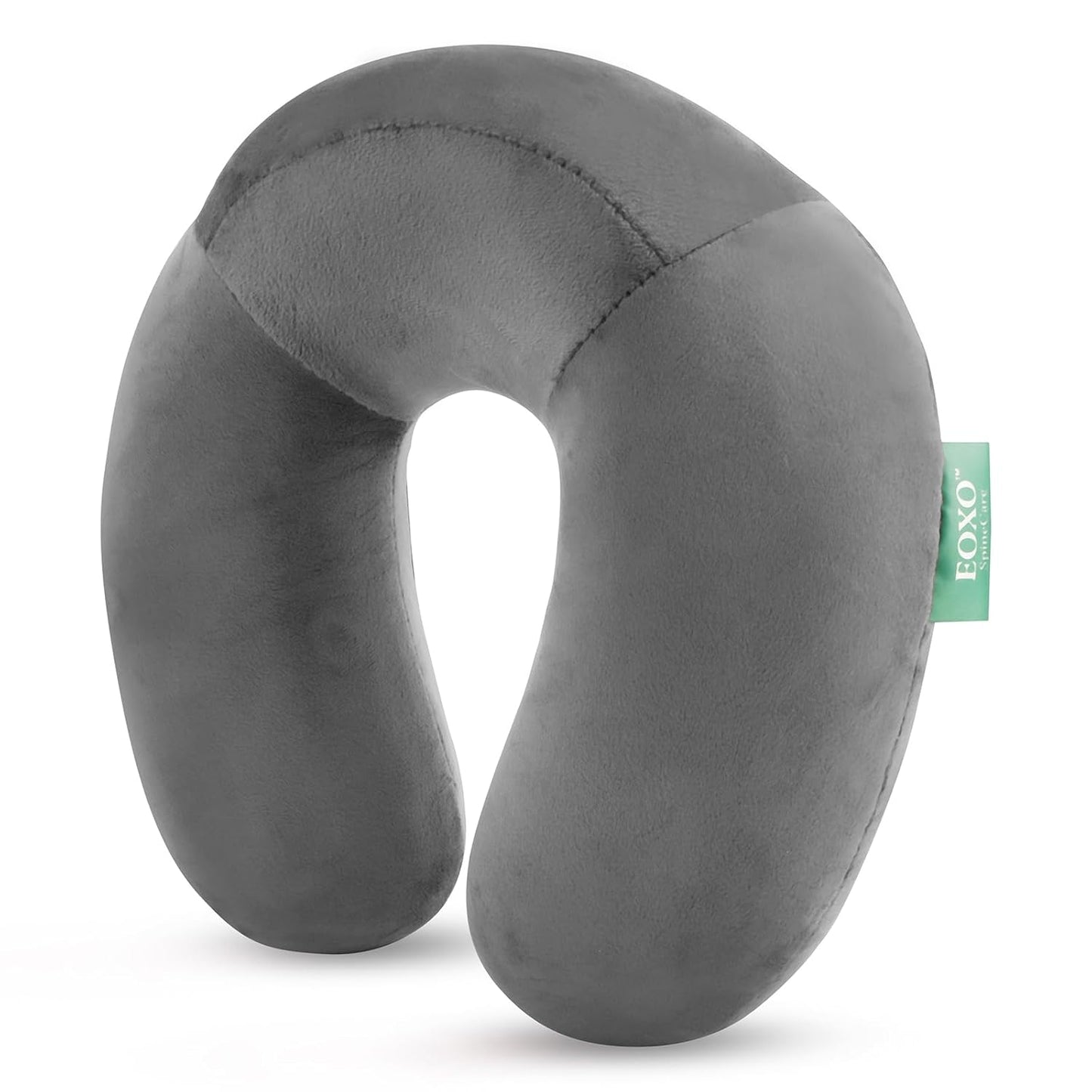 Memory Foam Travel Neck Pillow Cushion for Flight, Car & Office | U-Shaped Headrest with Soft Velvet Cover | Portable & Ergonomic Design (Grey)