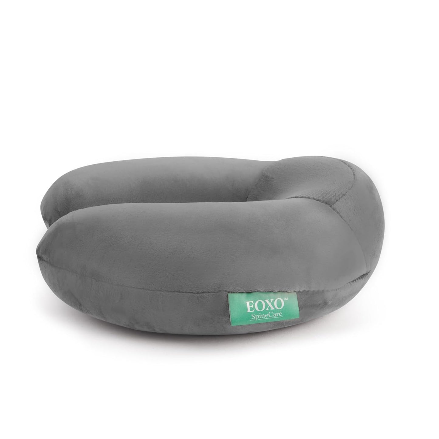 Memory Foam Travel Neck Pillow Cushion for Flight, Car & Office | U-Shaped Headrest with Soft Velvet Cover | Portable & Ergonomic Design (Grey)