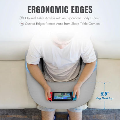 Lap Desk Pillow for Laptop with (16 * 16 inc) White Fiber Pillow Free | Portable Computer Table for Bed, Sofa & Floor |Soft Cushion & Arm Rest | Work from Home Table for Reading, Gaming (Grey)