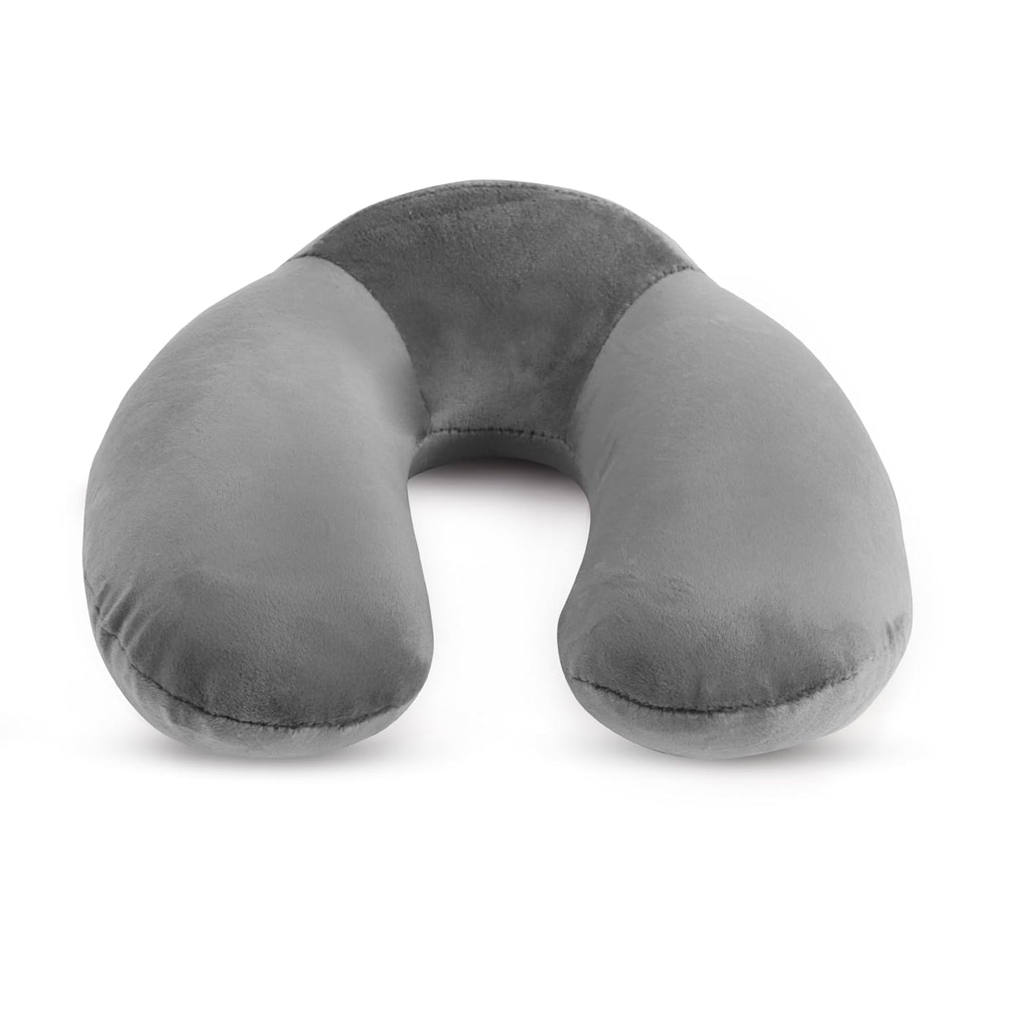 Memory Foam Travel Neck Pillow Cushion for Flight, Car & Office | U-Shaped Headrest with Soft Velvet Cover | Portable & Ergonomic Design (Grey)
