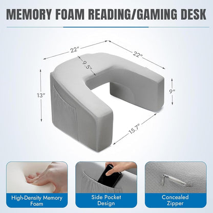 Lap Desk Pillow for Laptop with (16 * 16 inc) White Fiber Pillow Free | Portable Computer Table for Bed, Sofa & Floor |Soft Cushion & Arm Rest | Work from Home Table for Reading, Gaming (Grey)