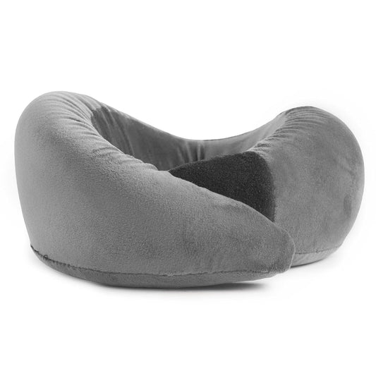 Travel Neck Pillow | Premium Memory Foam Neck Pillow for Flight Travel, Car Sleeping | Adjustable Head Rest, Neck Rest Travelling Pillow for Sleeping Head Support (Grey, Pack of 2)